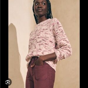 Faherty Pink Crew Neck Sweater with Textured Knit